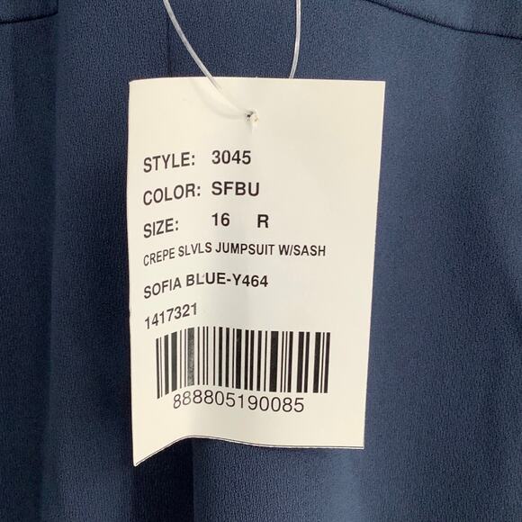 NEW! Dessy Collection Size 16 Spaghetti Strap Jumpsuit Blue $263 msrp I21-6 - Picture 10 of 10